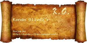 Kende Olivér névjegykártya